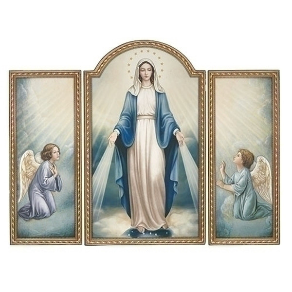 Our Lady of Guadalupe Triptych in tranquil hues wall sculptures altarpieces